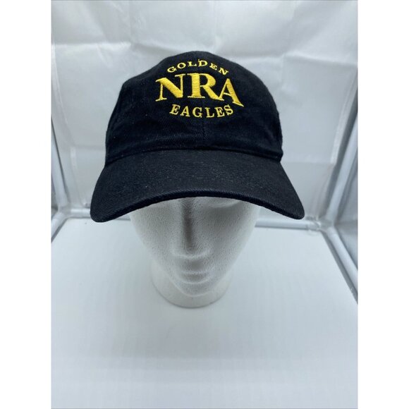 NRA Golden Eagles Black Baseball Cap Hat Hook Loop Adjustable - Picture 2 of 7